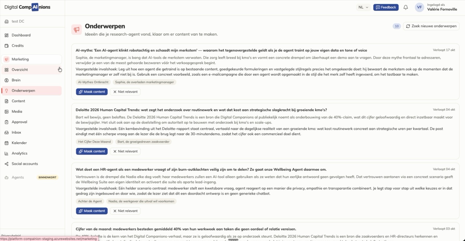Onderwerp gekozen uit het onderzoek